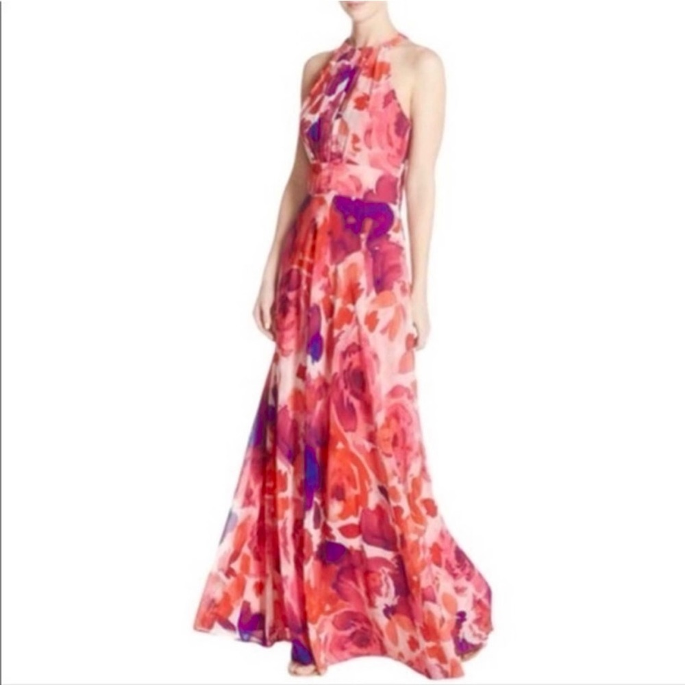 Eliza J Floral Print Halter Maxi Dress Size 2